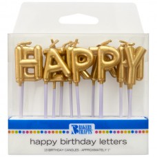 Gold Happy Birthday  Letter Candle