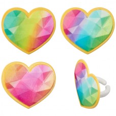 Rainbow Prism Heart Rings