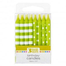 Lime Green Stripes and Dots Candle